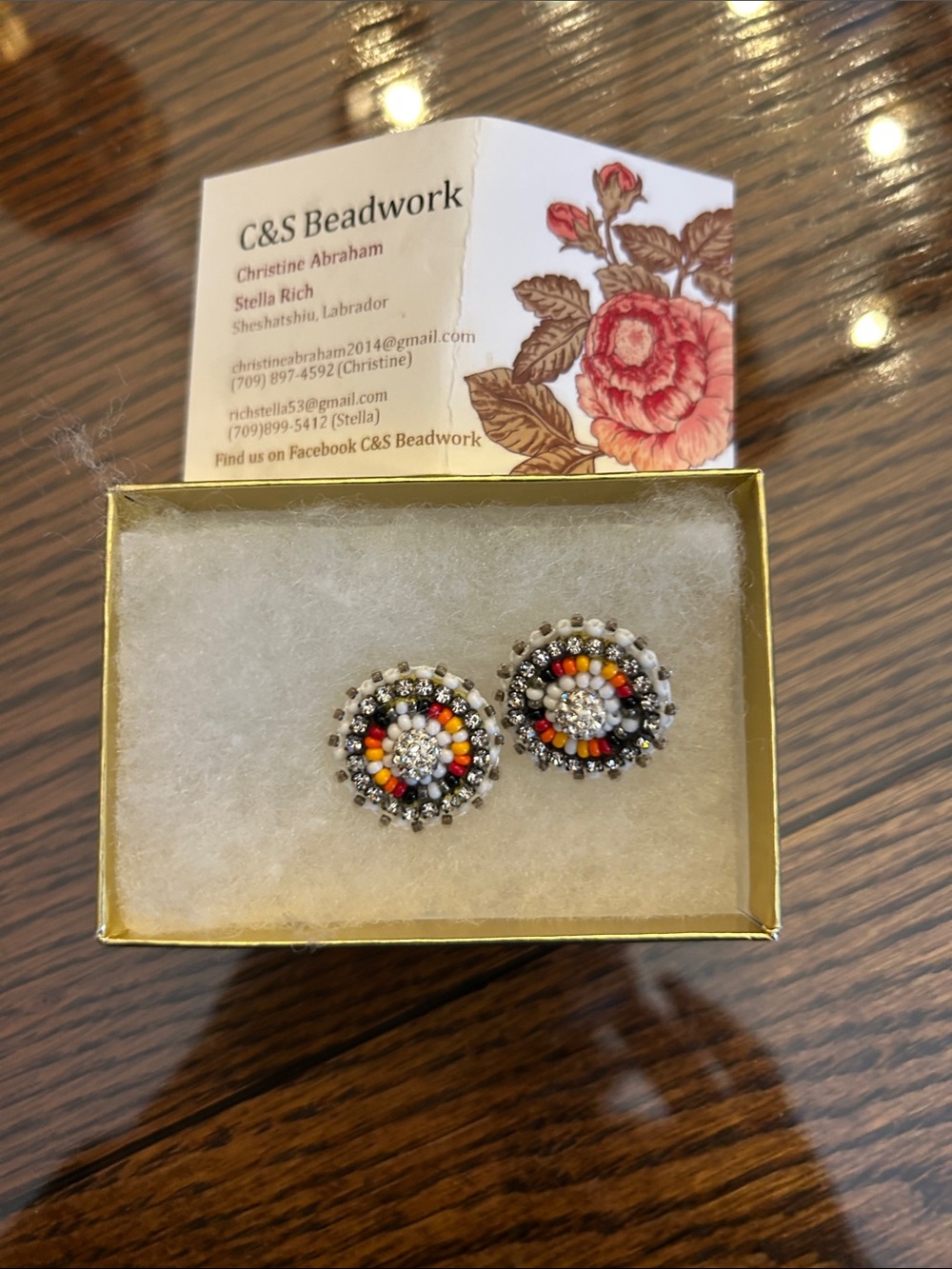 C&S Beadwork Hand-Beaded Multi-Color Round Stud Earrings